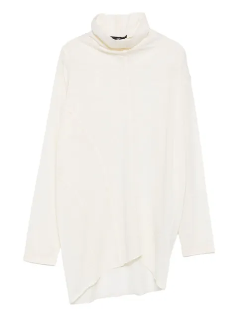 High high-neck asymmetric-hem top White 75217390T84