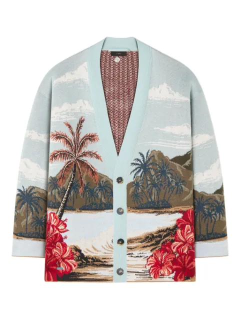 Alanui Hidden Bay tropical-print cardigan Blue LMHB027E25KNI0044C84