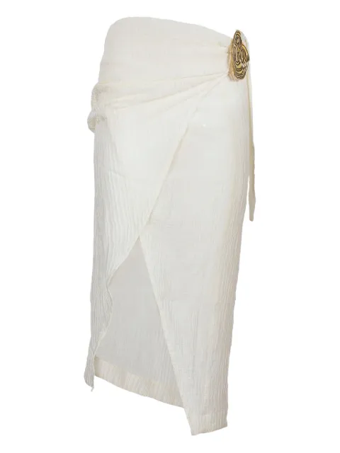 Hamoulet Vega embellished midi wrap skirt White VEGA