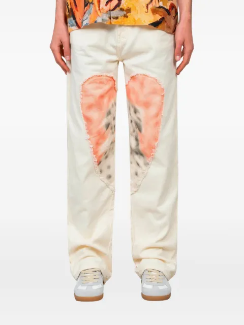 CARNE BOLLENTE Osiris heart-patch trousers Neutrals SS25DP0202