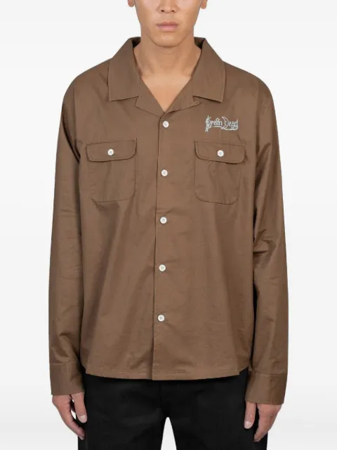 Brain Dead embroidered-detail cotton shirt Brown T24003973CHOC