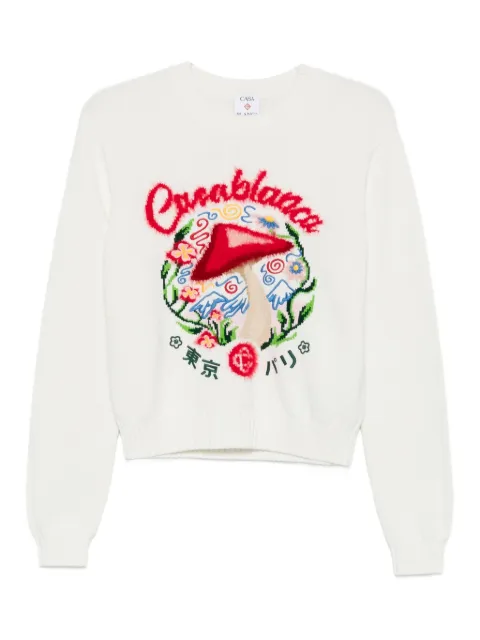 Casablanca Mushroom-embroidered crew-neck sweater White WPF25KW102401