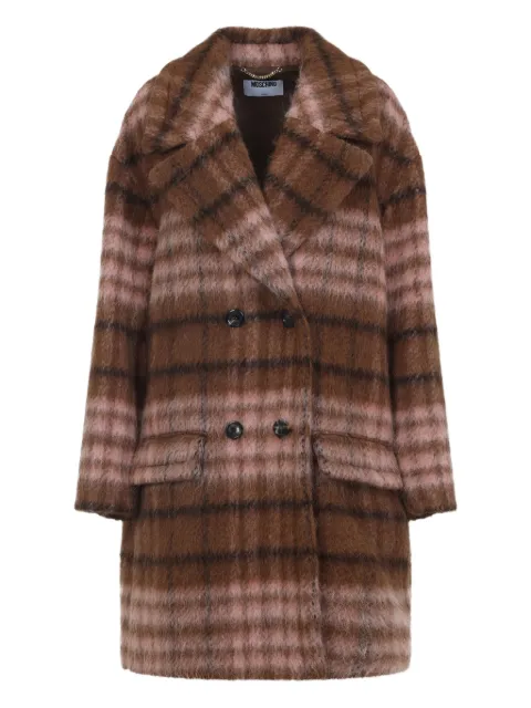 Moschino checked-pattern double-breasted coat Brown 06045513