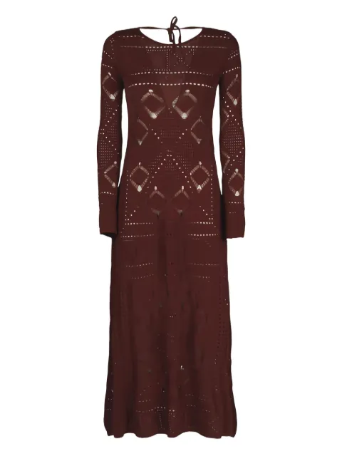 Akep crochet-knit maxi dress Brown VSKD01035