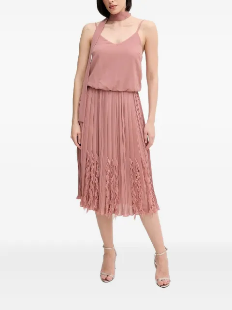 Sandro Ferrone pleated fringe midi dress Pink S18X