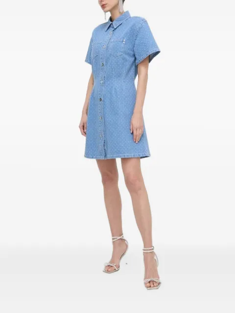 Custommade polka-dot mini shirt dress Blue 999449457