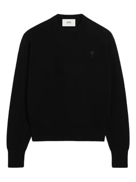 AMI Paris wool crewneck sweater with contrasted Ami de Coeur Black H26HKS826001