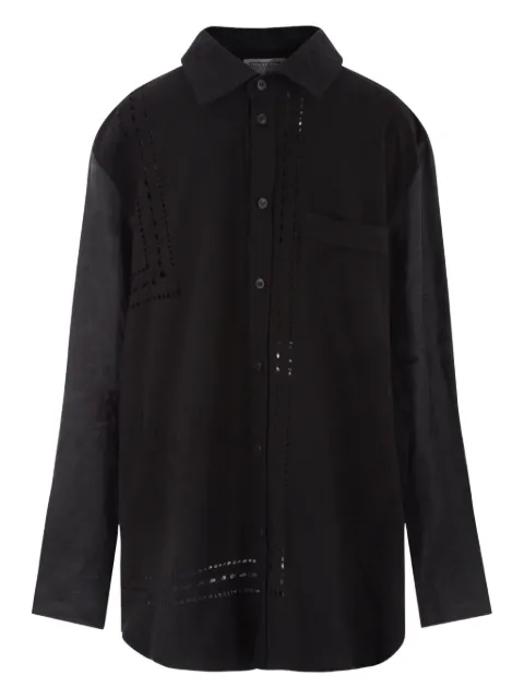 By Walid embroidered eyelet shirt Black 110202MBLACK