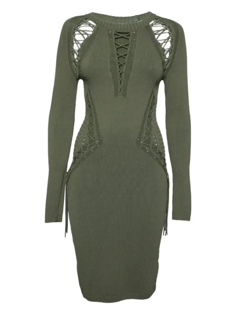 Ronny Kobo lace-up knitted dress Green 627556