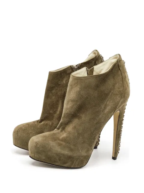 Brian Atwood 150mm suede chain boots Green 1105673