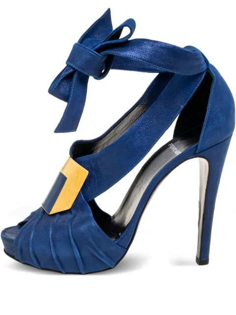 Pierre Hardy Pre-owned 120mm pleated sandals Blue 607944
