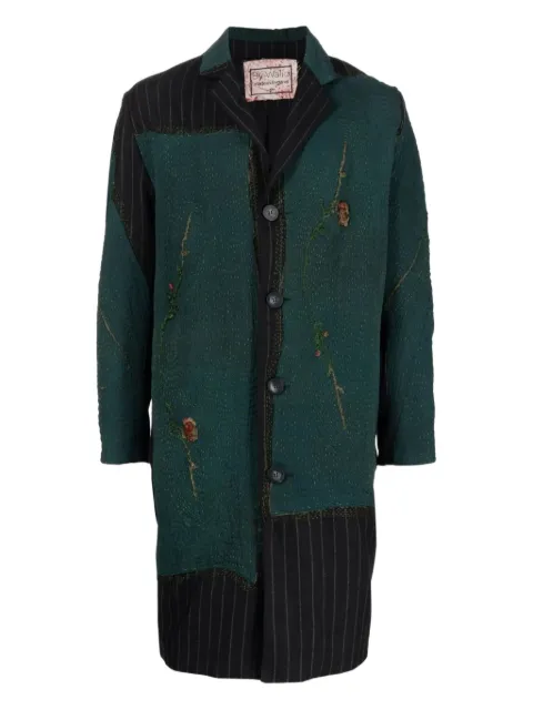 By Walid patchwork button-up coat Green 280259NW