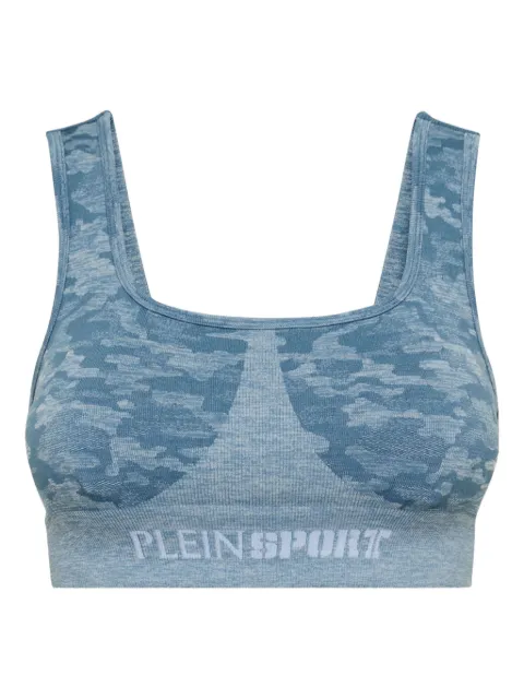 Plein Sport camo-print sports bra Blue SAECWJU0082STE003N