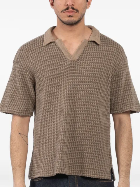 Officine Generale pique knit T-shirt Brown S25MTEE221