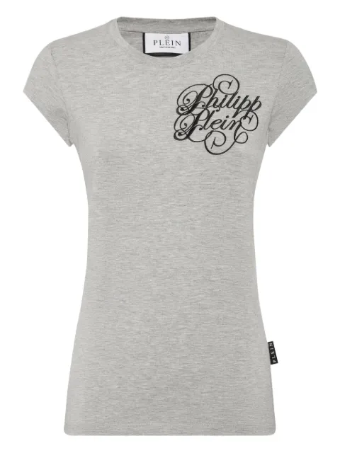 Philipp Plein logo-embroidered T-shirt Grey FAECWTK3733PTE003N