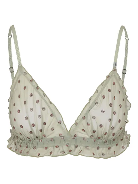 Love Stories glitter-dot ruffled bra Green L2291007738