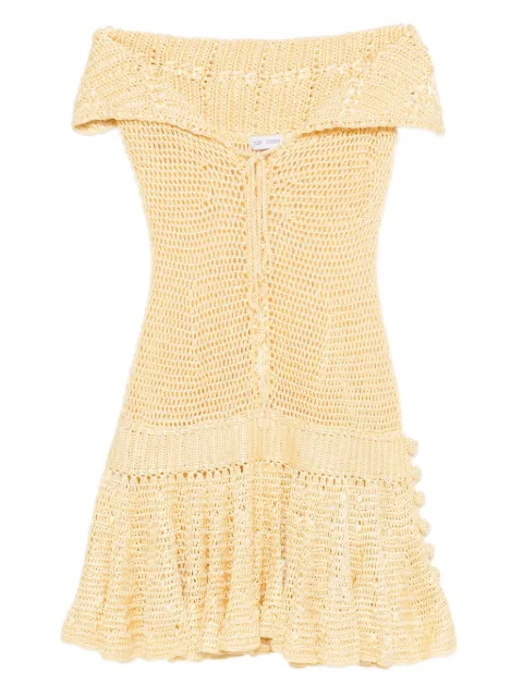 Judy Turner Danae off-shoulder crochet mini dress Yellow STYLE14