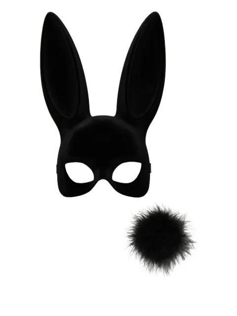 Maison Close velvet bunny mask and pompom Black 563476