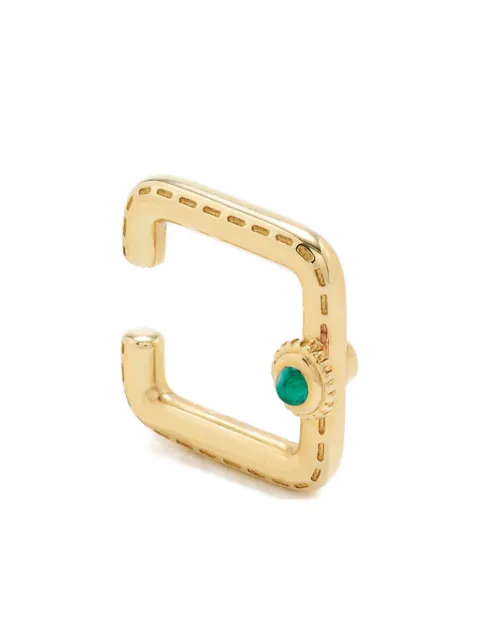 Yvonne Léon 9CT yellow gold Mini Créoles Gousset diamond and malachite hoop earrings Gold CLIPMINIGOUSSGOLDLAP