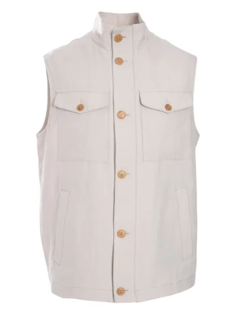 Luciano Barbera linen gilet Neutrals 10817216421