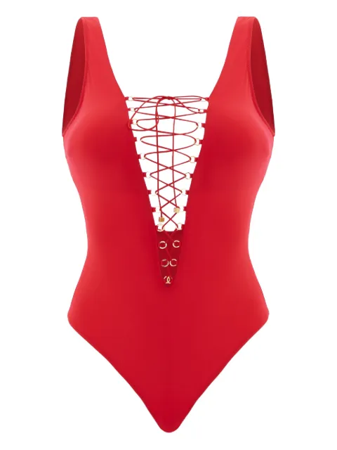 Noire Swimwear lace-up swimsuit Red NSW445