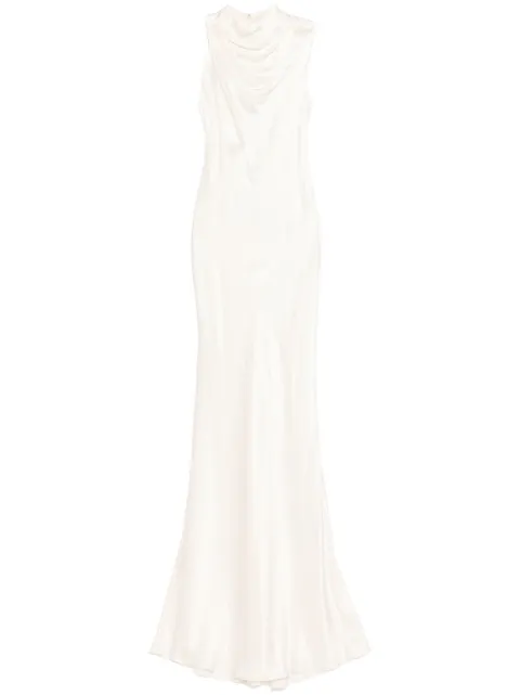 Michelle Mason ruffle bias gown White M9386