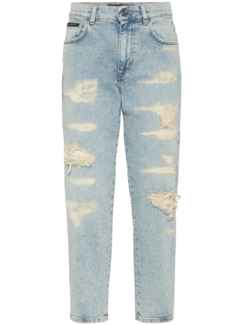 Philipp Plein ripped cropped jeans Blue PAECWDT2735PDE004N