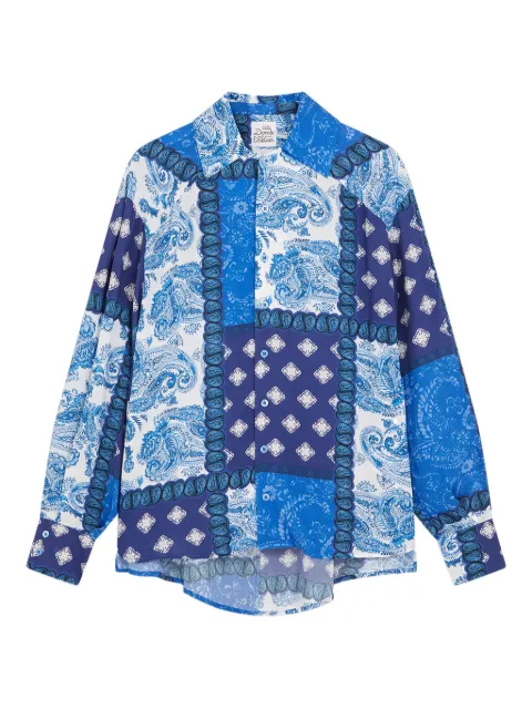 Donde Esteban patchwork-print shirt Blue D3SHI002VISCOSE