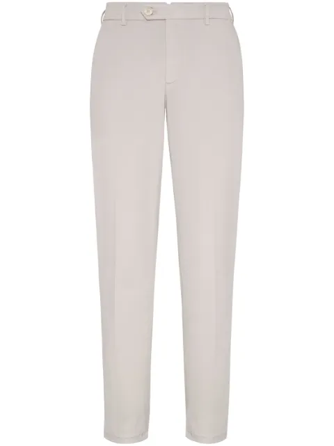 Brunello Cucinelli Garment-dyed Italian fit trousers in American Pima comfort cotton gabardine Neutrals M289LI1770C6008
