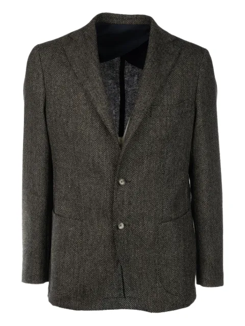 4FF button-fastening tweed blazer Brown GM01LPL088