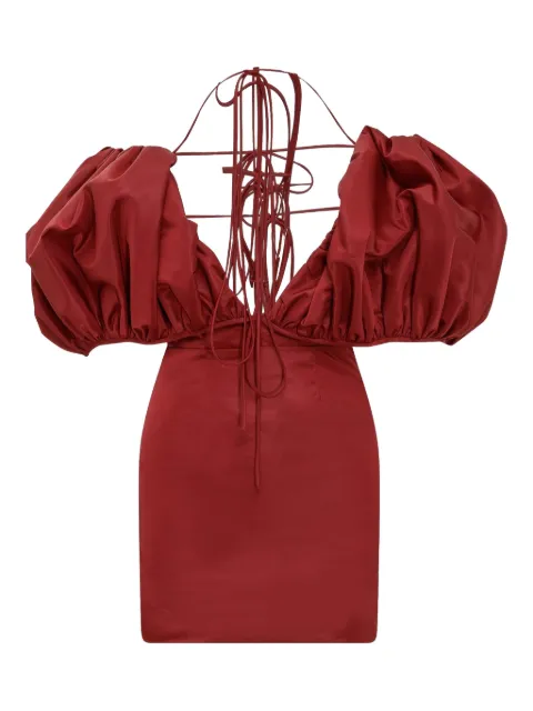 LaQuan Smith puff-sleeve midi dress Red LSS22D021