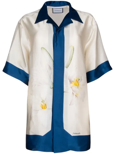 PANTAMOLLE floral-print silk shirt White CAMBOWLILY