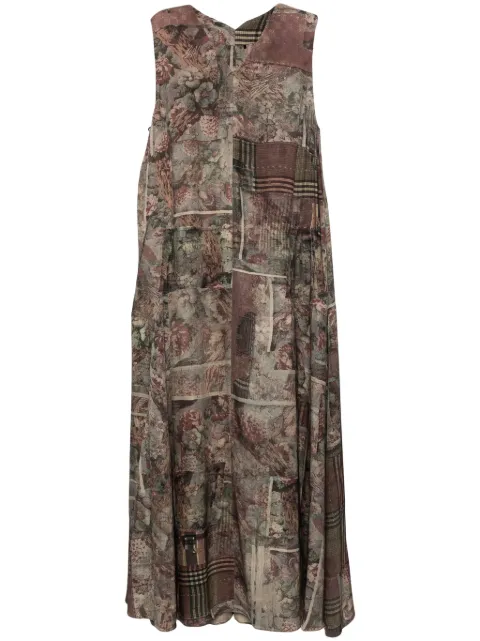 Ziggy Chen abstract-print midi dress Brown 0W2430601