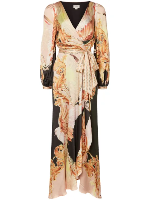 Temperley London graphic-print wrap dress Black 24SSAKR54264
