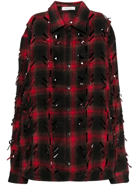 JUNTAE KIM laser-slashed shirt Red JTKAW24S02