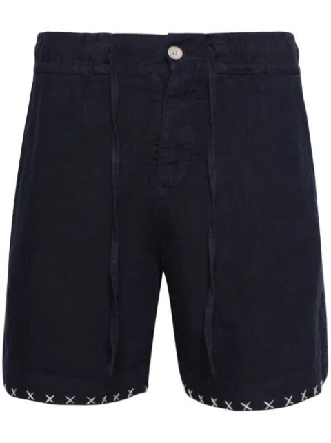 The Elder Statesman contrasting-stitch linen shorts Blue 240164