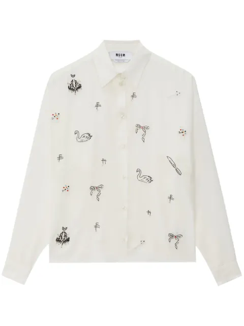 MSGM beaded button-up shirt White 3742MDE06X247819