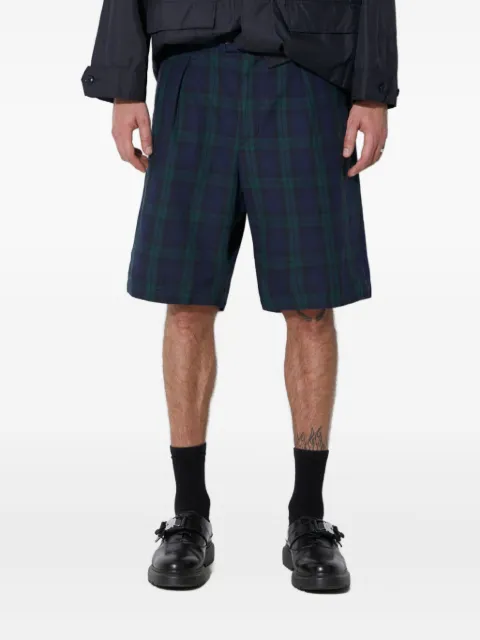 Engineered Garments pleated tartan shorts Blue 268ZT193