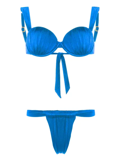 Noire Swimwear ruched balconette bikini Blue NSW419