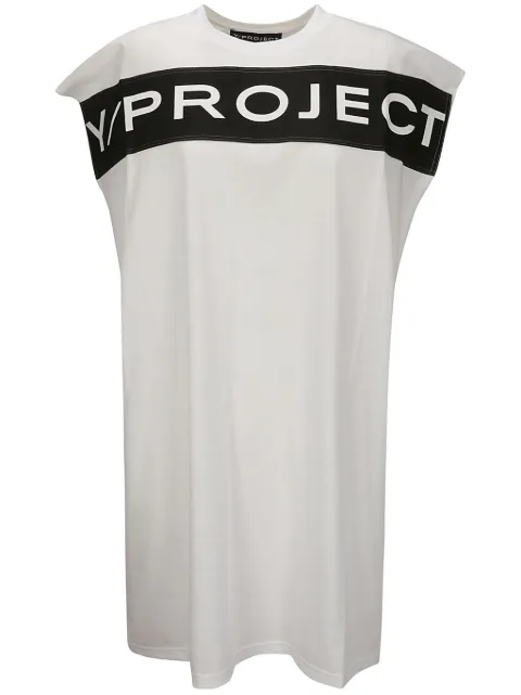 Y/Project logo-print cotton dress White 104DR005OPTICWHITE