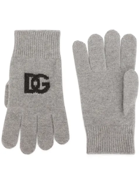 Dolce & Gabbana logo-intarsia cashmere gloves Grey GXS97TJAWXX