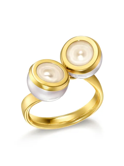 TASAKI 18kt yellow gold M/G Sliced Bezel pearl ring Gold RC4878Y