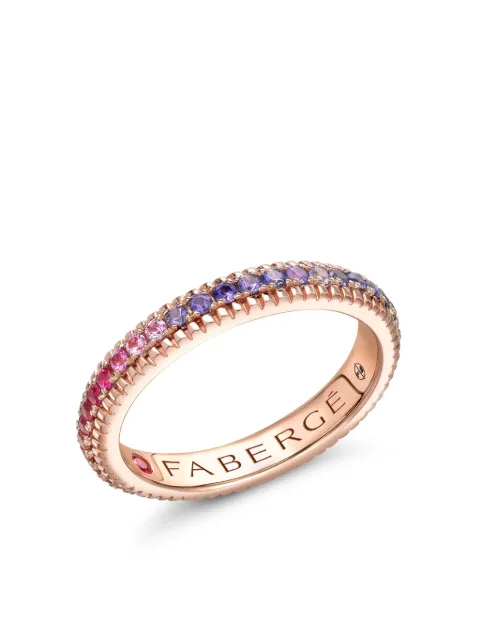 Fabergé 18K rose goldColours of Love Rose Gold Rainbow Multicoloured Gemstone Fluted Eternity multi stone Ring Purple 847RG2566