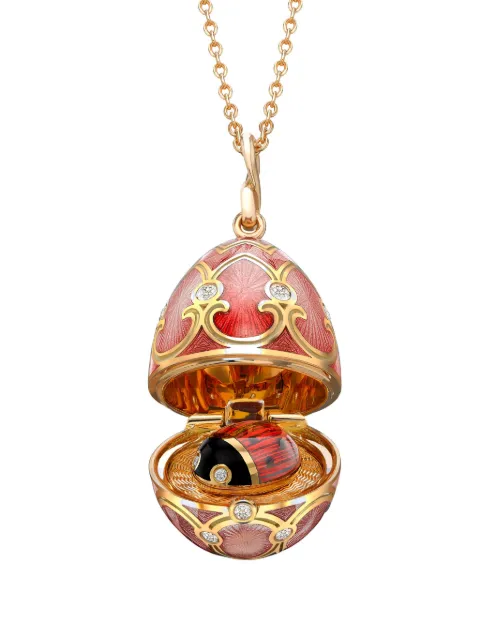 Fabergé 18kt yellow gold Heritage Ladybird Surprise diamonds locket necklace Red 1151FP3571