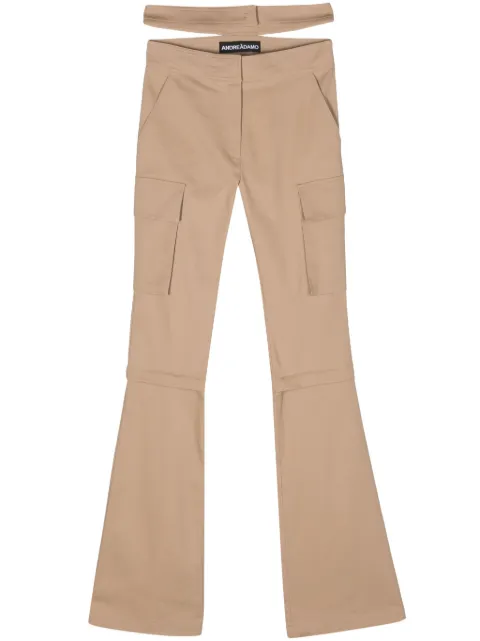 ANDREĀDAMO detachable-panels flared cargo trousers Neutrals ADPS24PA03759169