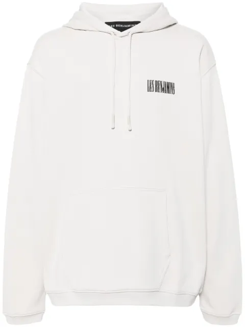 Les Benjamins logo-print cotton hoodie Grey LB24SSKISMUHD004