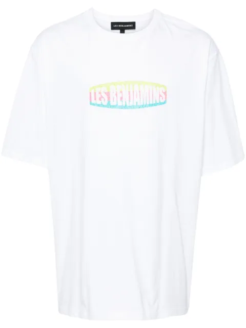 Les Benjamins logo-print oversized cotton T-shirt White LB24SSKISMUTS035
