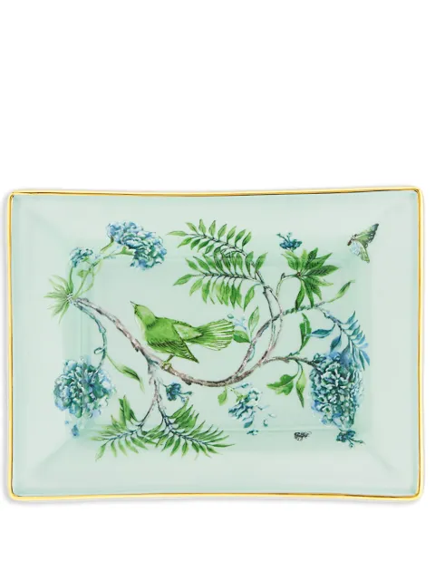 AQUAZZURA CASA Secret Garden porcelain tray (18cm x 14 cm) Green SGATRA18PCNKGRU00