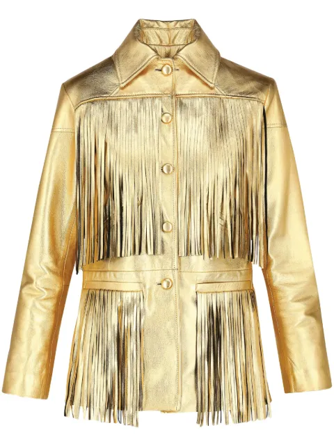 DANCASSAB Dixie fringe-trim jacket Gold DCAT22MDIXDORFL