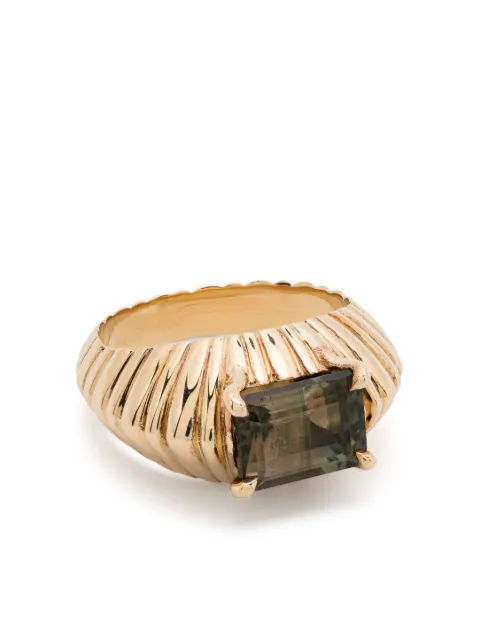 Lizzie Mandler Fine Jewelry 18kt yellow gold XL Fluted Crescent tourmaline ring Gold OOAKFLUMEGARINGTOUR18K